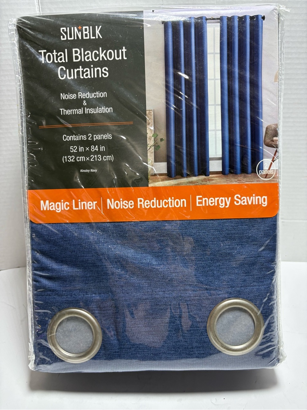 Total Blackout Curtains - Navy Blue (2 Panels) 52”x 84”.